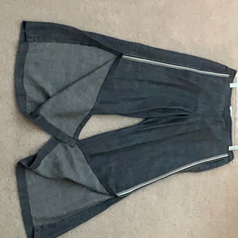 Trina Turk Blue and White Flare Jeans